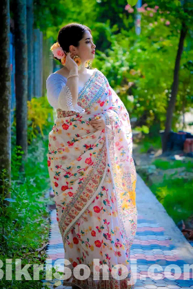 ভাইরাল স্কিন পিন্ড শাড়ি